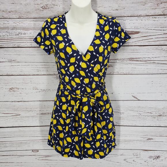 Boden Women's Lemon Surplice Neck Side Pockets Romper Size 2Petite - Picture 1 of 16
